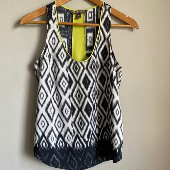 Charlie Jade Black + White Geometric Print Sleeveless Tank Top Blouse Small‎ - Picture 1 of 9